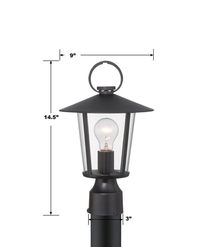 ##Antique Hardware## Andover 1 Light Matte Black Outdoor Post