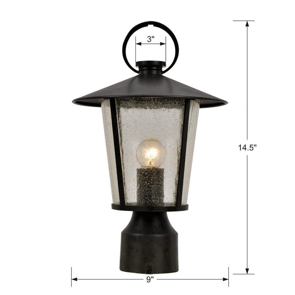 ##Antique Hardware## Andover 1 Light Matte Black Outdoor Post