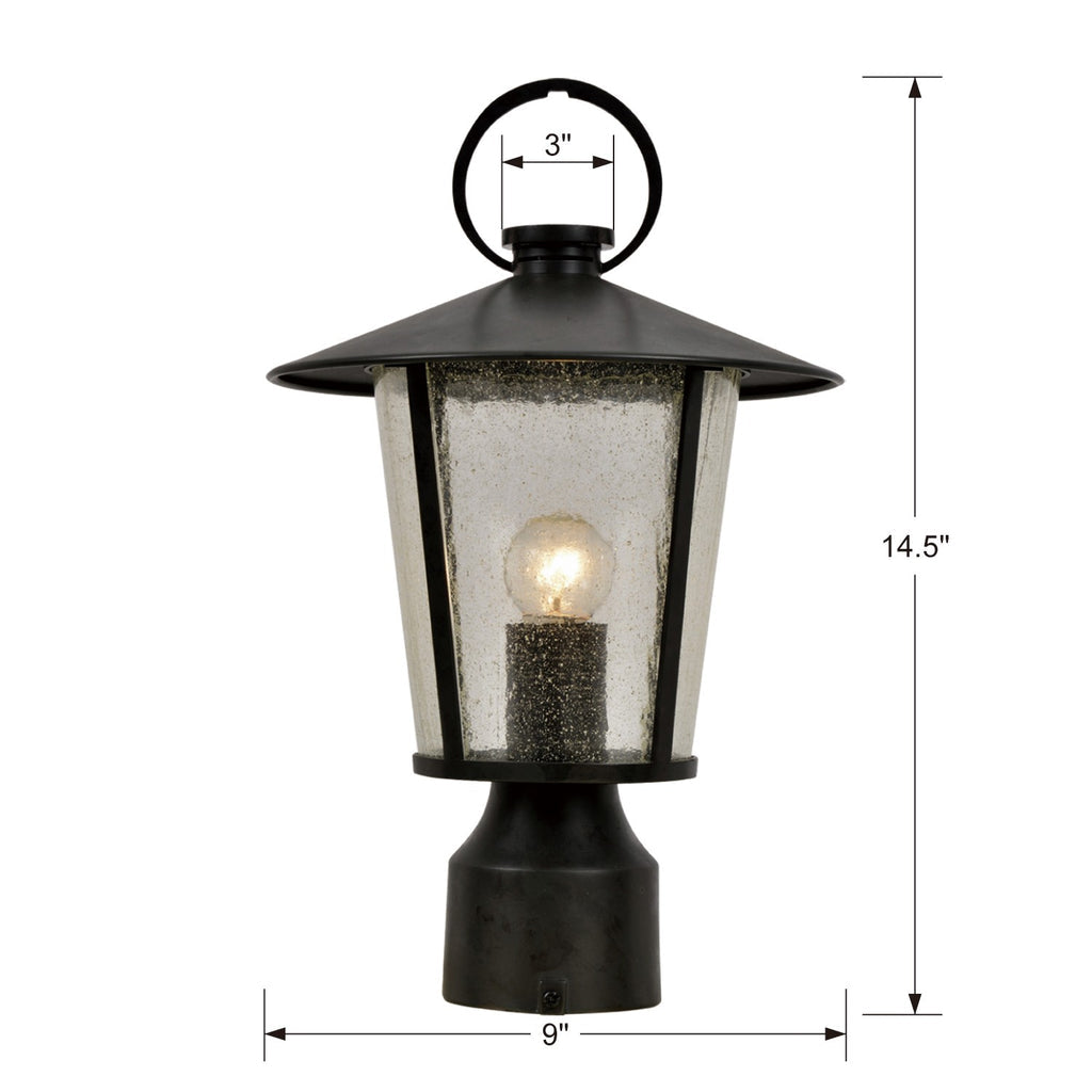 ##Antique Hardware## Andover 1 Light Matte Black Outdoor Post