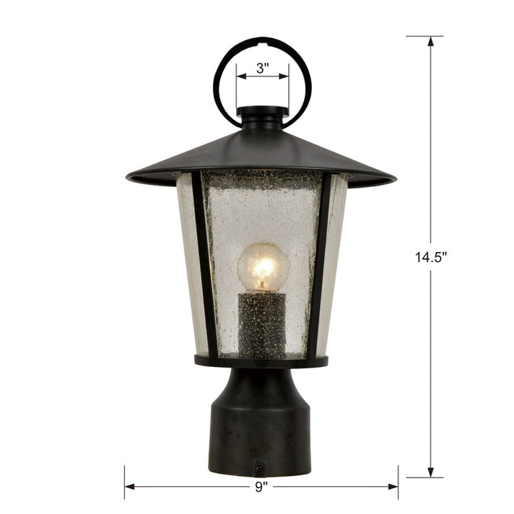 ##Antique Hardware## Andover 1 Light Matte Black Outdoor Post