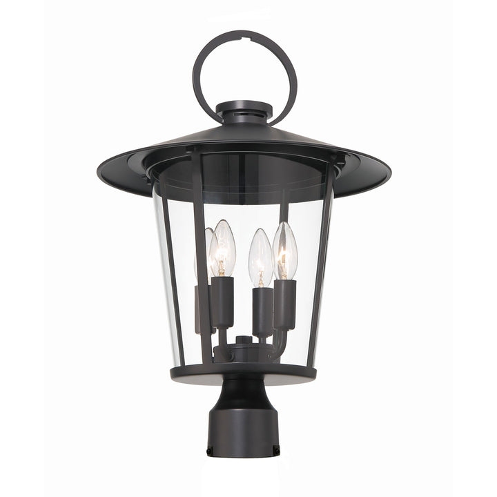 ##Antique Hardware## Andover 4 Light Matte Black Outdoor Post