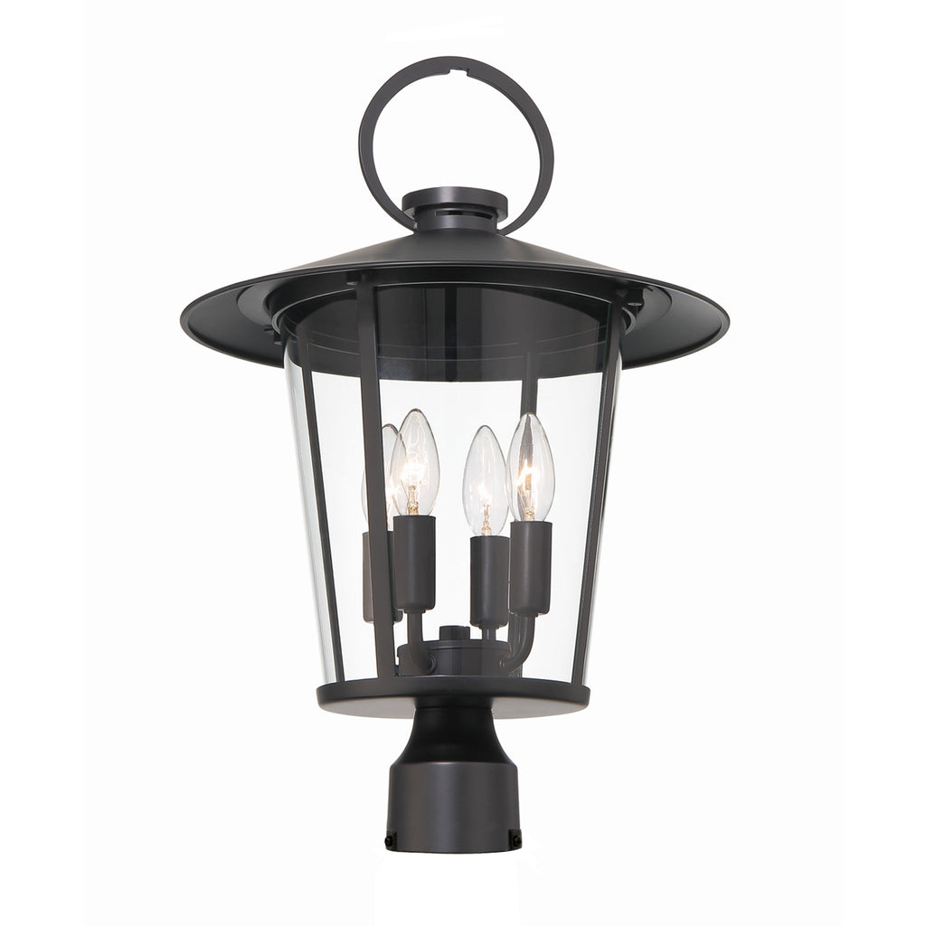 ##Antique Hardware## Andover 4 Light Matte Black Outdoor Post