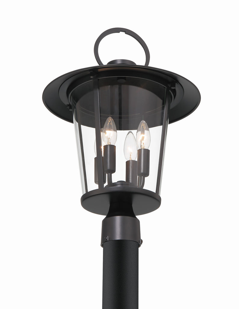 ##Antique Hardware## Andover 4 Light Matte Black Outdoor Post