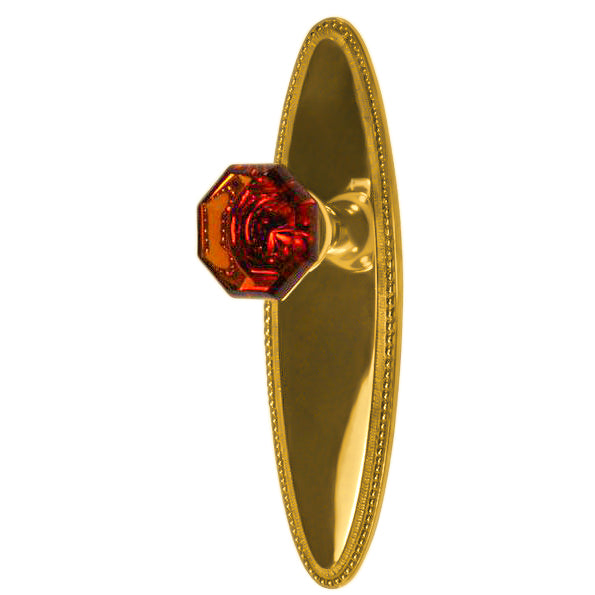 ##Antique Hardware## Oval Beaded Backplate Door Set with Octagon Amber Glass Door Knobs (Several Finishes Available)