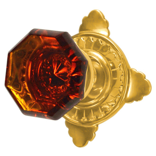 Art Deco Door Set with Octagon Amber Glass Door Knobs (Several Finishes Available)