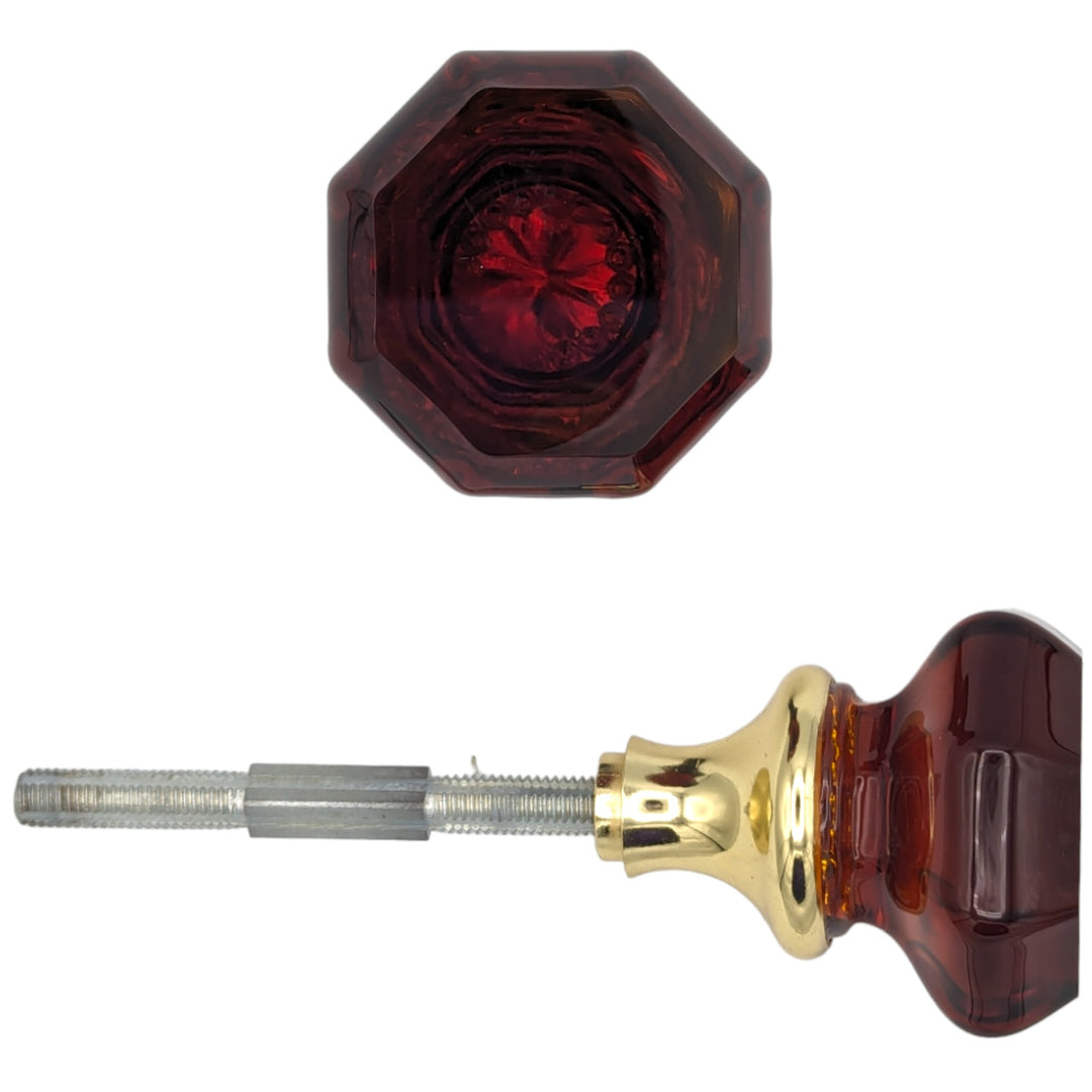 Antique Hardware Amber Octagon Crystal Spare Door Knob Set (Several Finishes Available) SPARE DOORKNOBS