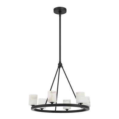 ##Antique Hardware## Aragon 6 Light Matte Black Chandelier