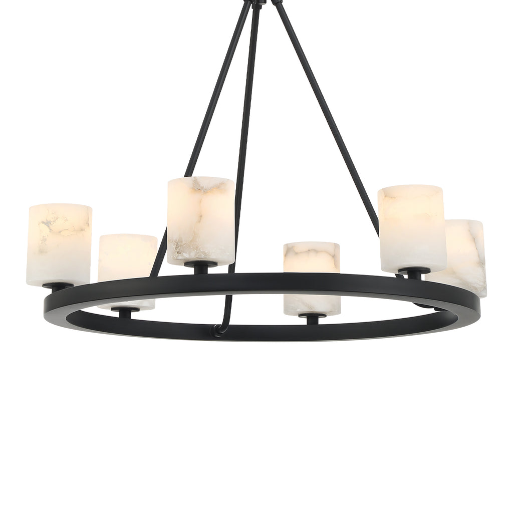 ##Antique Hardware## Aragon 6 Light Matte Black Chandelier