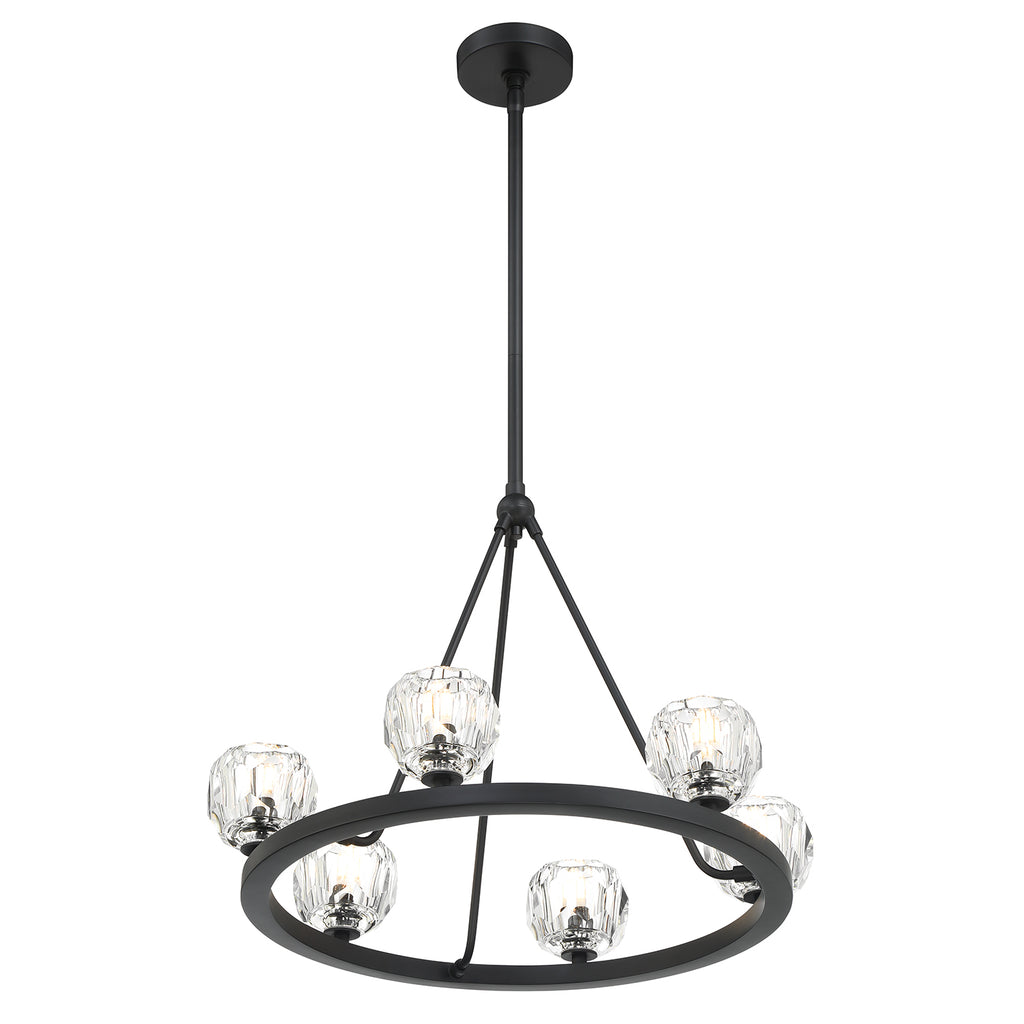 ##Antique Hardware## Aragon 6 Light Matte Black Chandelier