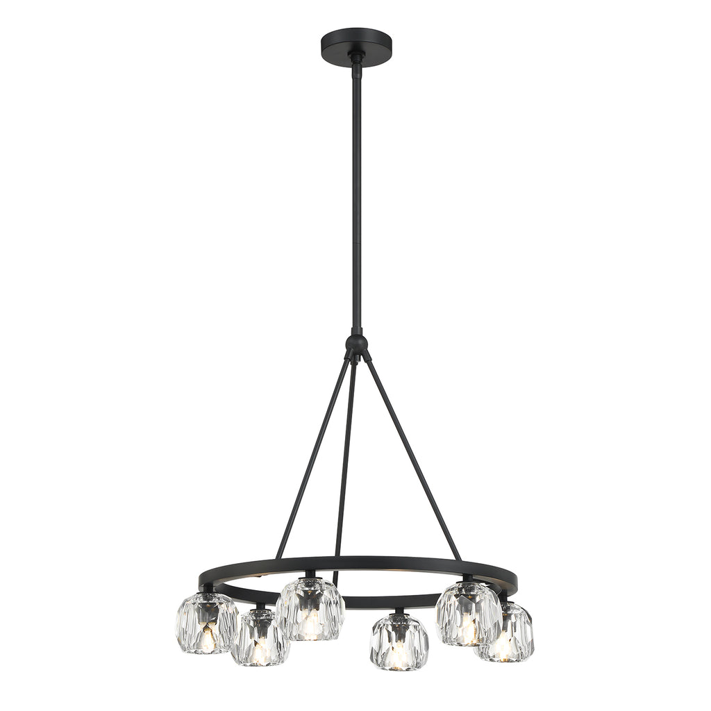 ##Antique Hardware## Aragon 6 Light Matte Black Chandelier