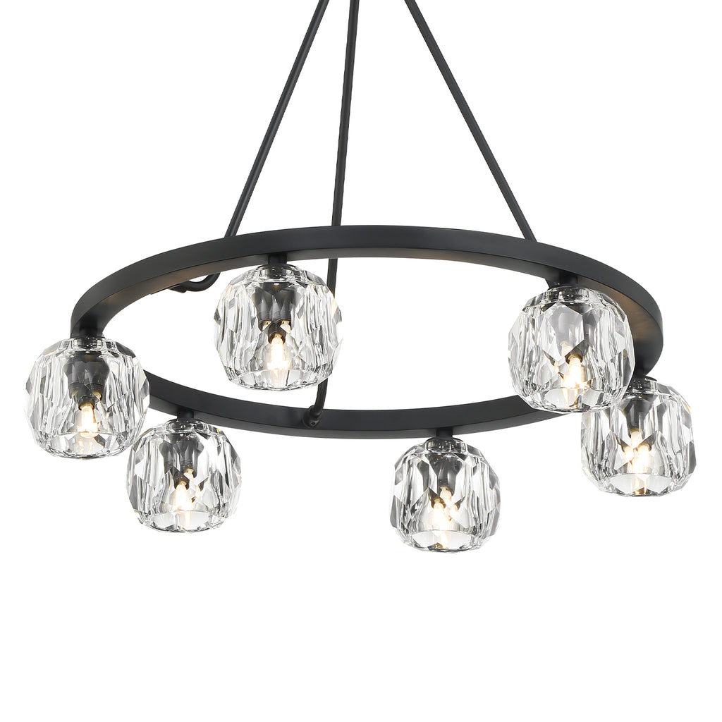 ##Antique Hardware## Aragon 6 Light Matte Black Chandelier