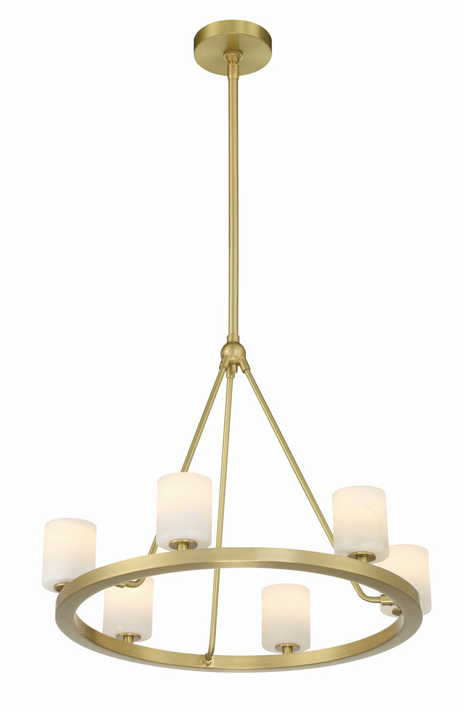 ##Antique Hardware## Aragon 6 Light Soft Brass Chandelier