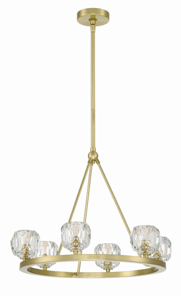 ##Antique Hardware## Aragon 6 Light Soft Brass Chandelier