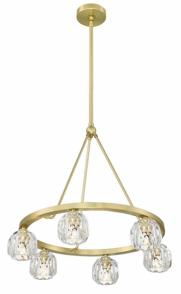 ##Antique Hardware## Aragon 6 Light Soft Brass Chandelier