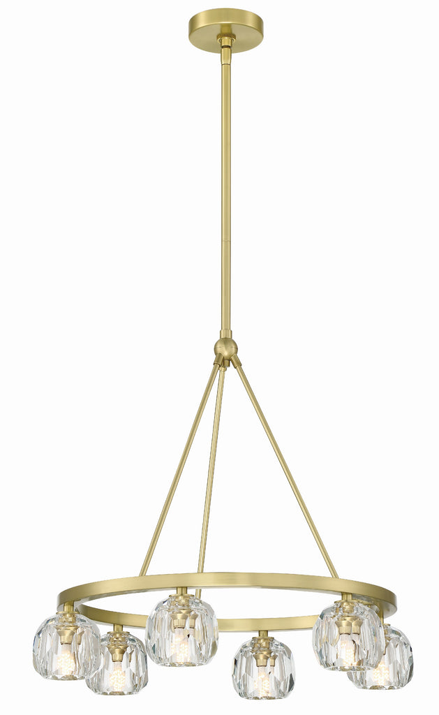 ##Antique Hardware## Aragon 6 Light Soft Brass Chandelier