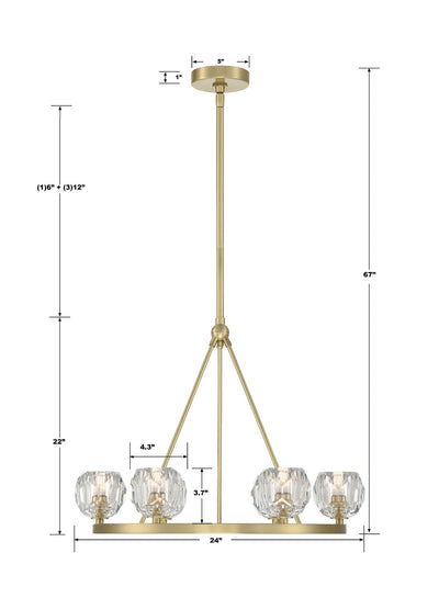 ##Antique Hardware## Aragon 6 Light Soft Brass Chandelier