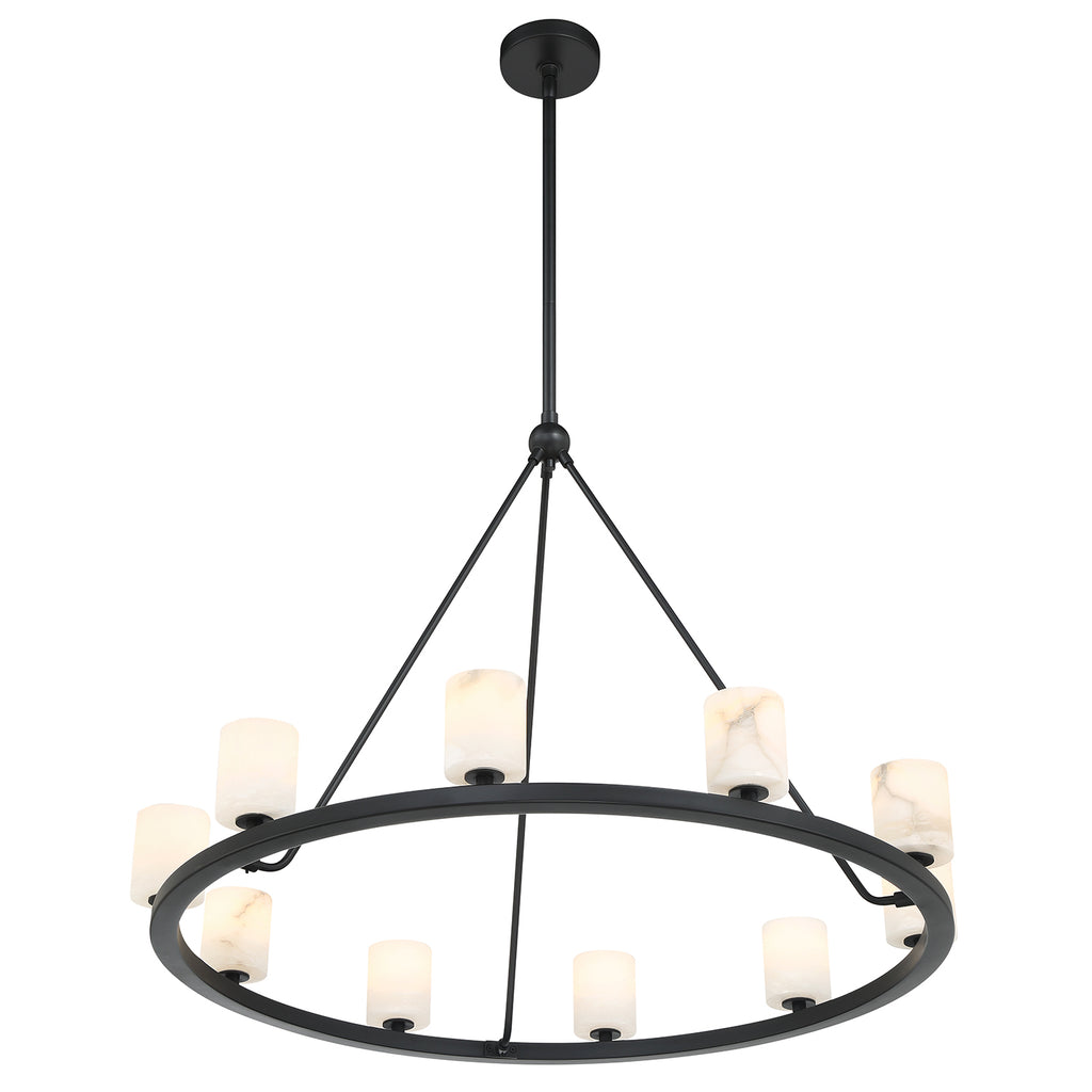 ##Antique Hardware## Aragon 10 Light Matte Black Chandelier