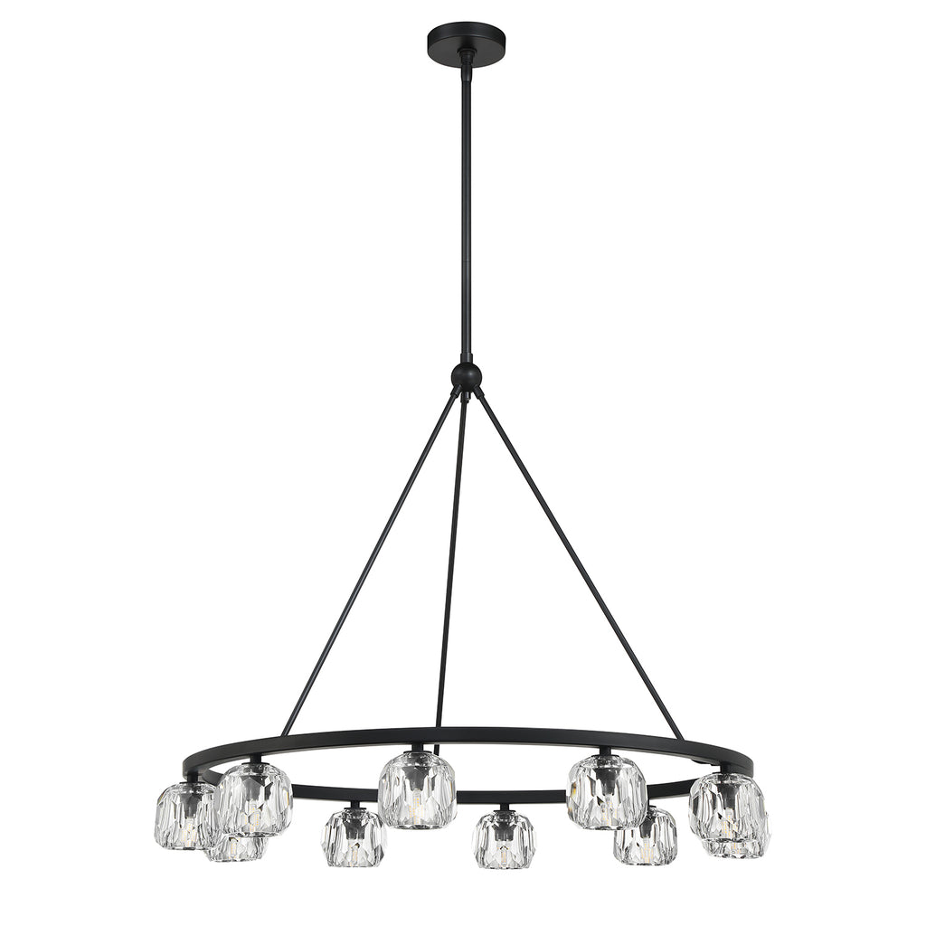 ##Antique Hardware## Aragon 10 Light Matte Black Chandelier