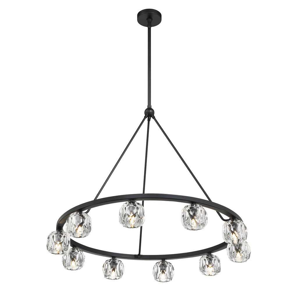 ##Antique Hardware## Aragon 10 Light Matte Black Chandelier