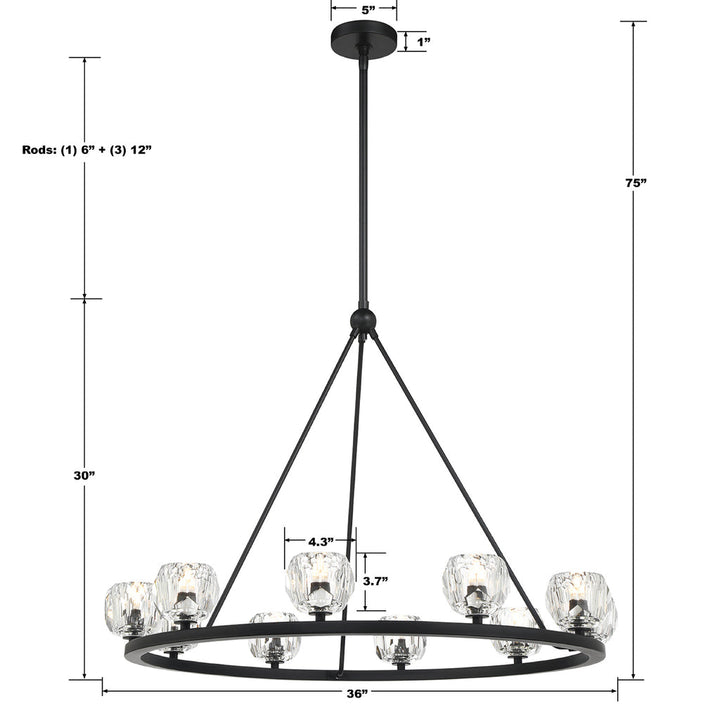##Antique Hardware## Aragon 10 Light Matte Black Chandelier