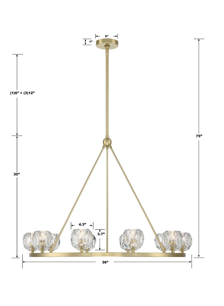 ##Antique Hardware## Aragon 10 Light Soft Brass Chandelier