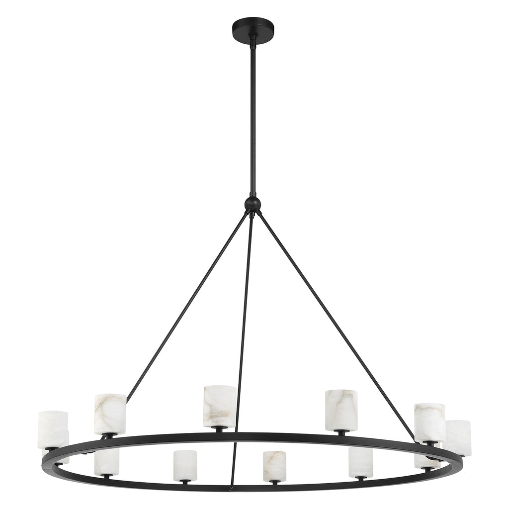 ##Antique Hardware## Aragon 12 Light Matte Black Chandelier