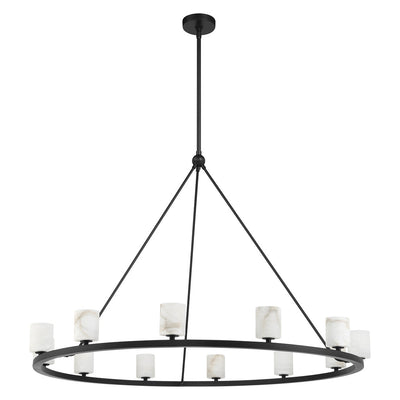 ##Antique Hardware## Aragon 12 Light Matte Black Chandelier