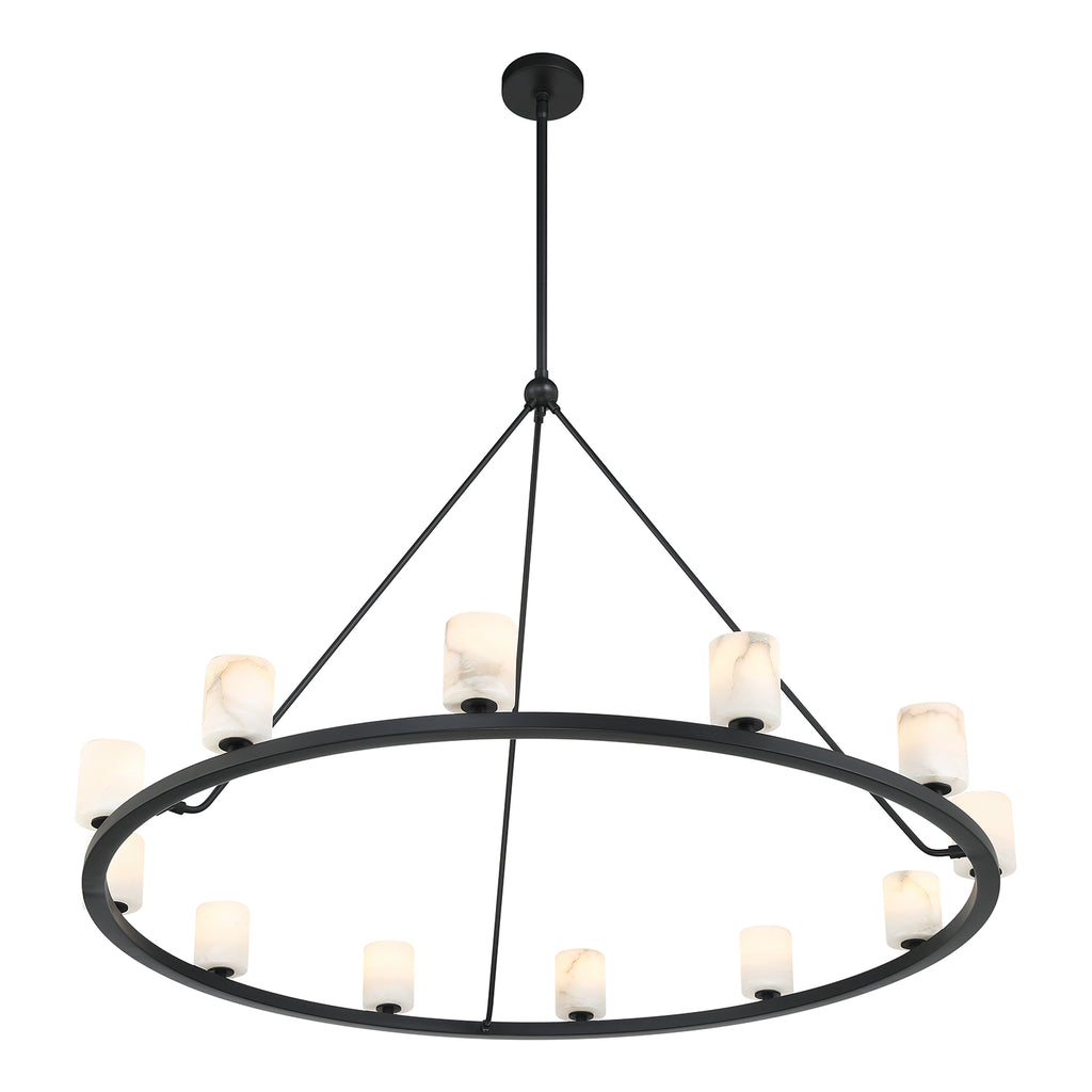 ##Antique Hardware## Aragon 12 Light Matte Black Chandelier