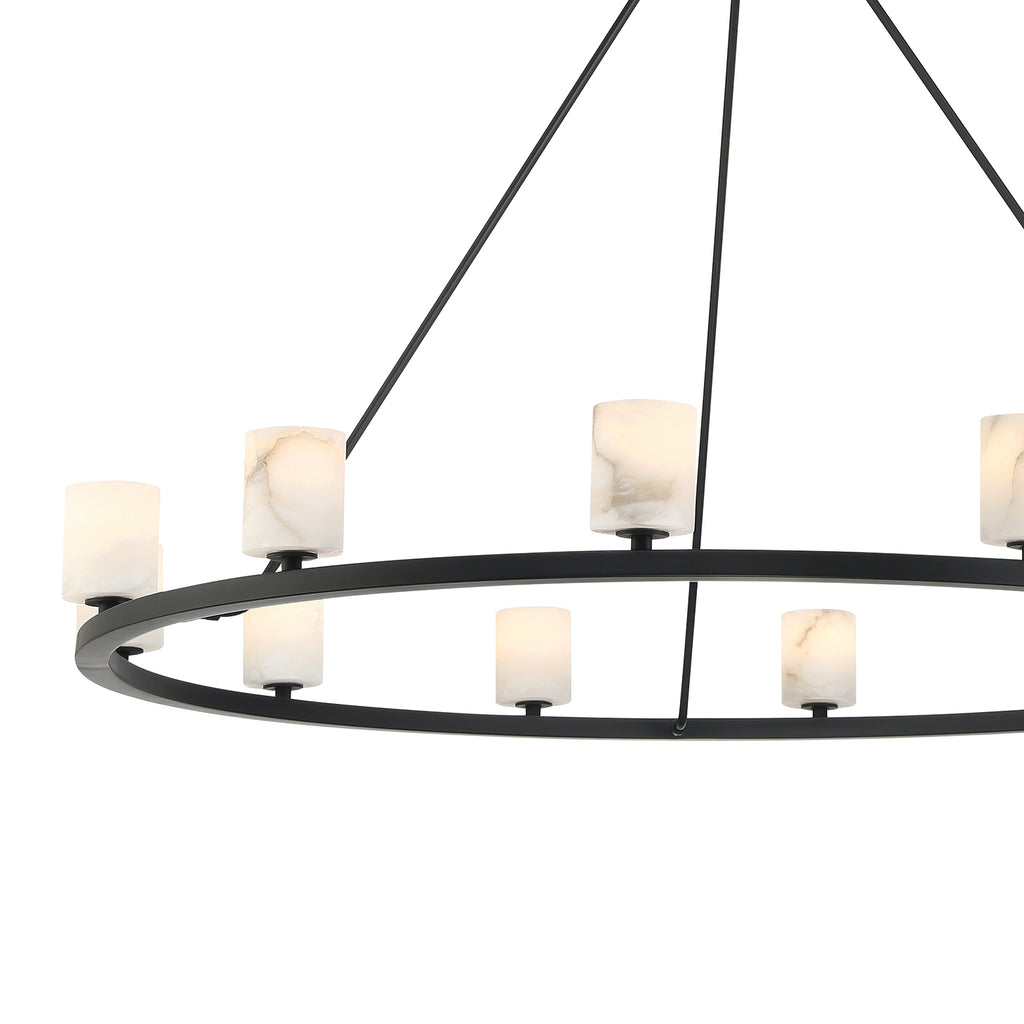 ##Antique Hardware## Aragon 12 Light Matte Black Chandelier