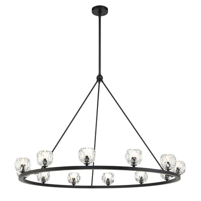 ##Antique Hardware## Aragon 12 Light Matte Black Chandelier