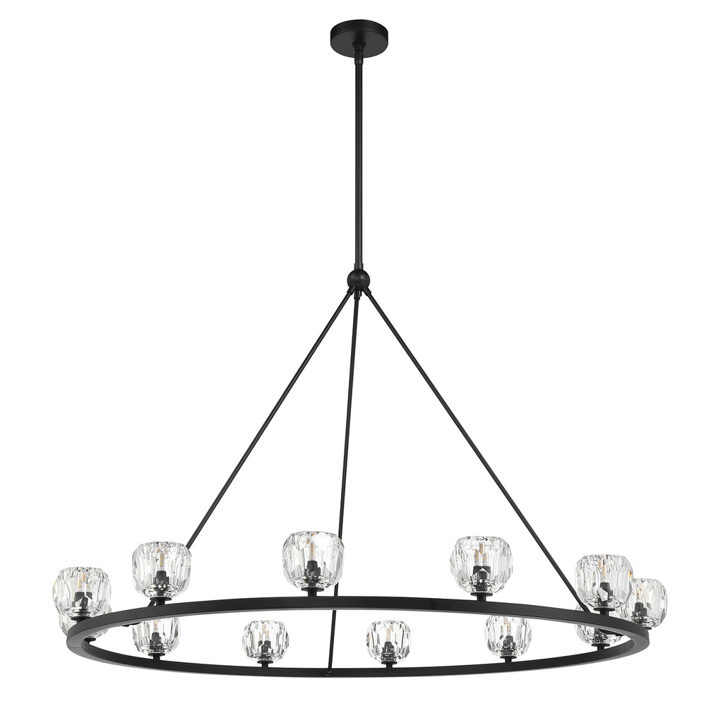 ##Antique Hardware## Aragon 12 Light Matte Black Chandelier