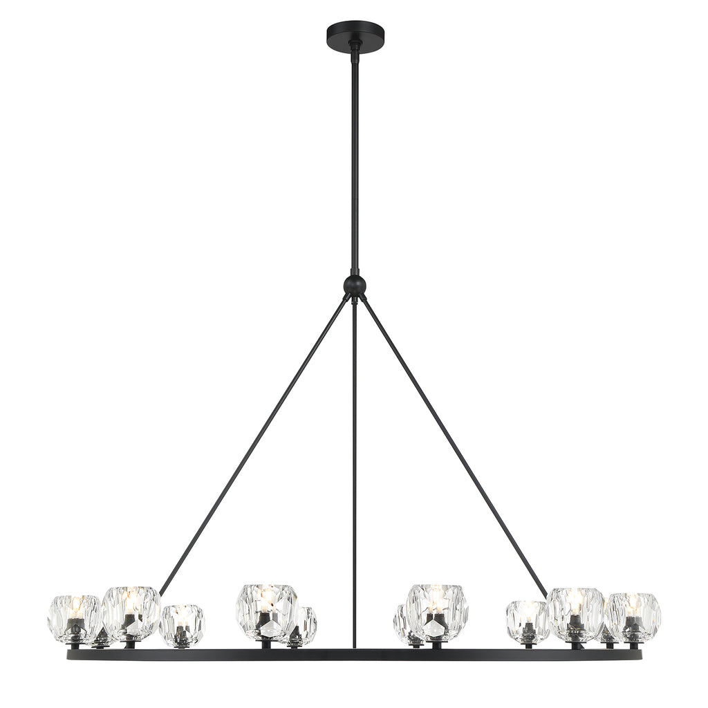 ##Antique Hardware## Aragon 12 Light Matte Black Chandelier