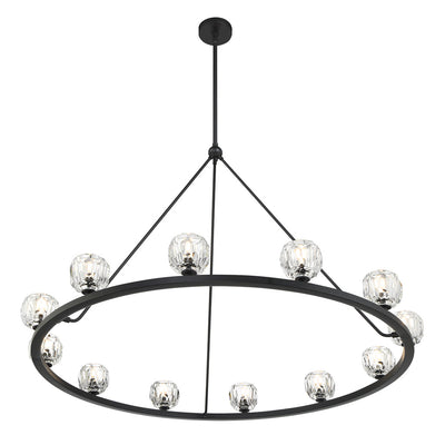 ##Antique Hardware## Aragon 12 Light Matte Black Chandelier