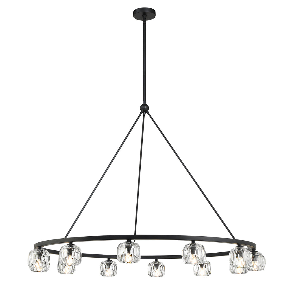 ##Antique Hardware## Aragon 12 Light Matte Black Chandelier