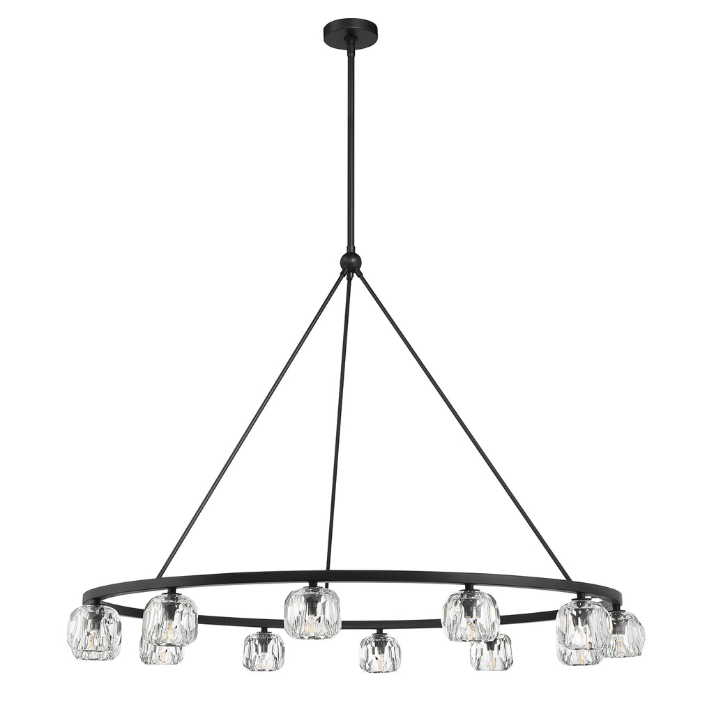 ##Antique Hardware## Aragon 12 Light Matte Black Chandelier