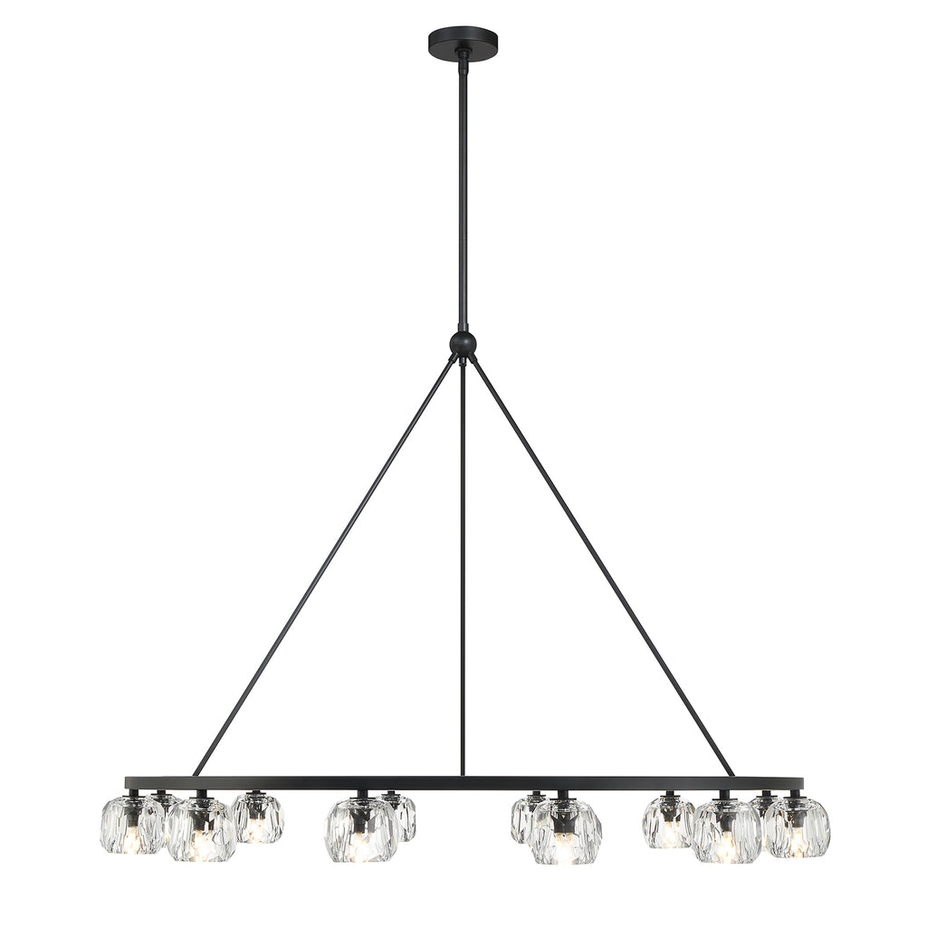 ##Antique Hardware## Aragon 12 Light Matte Black Chandelier