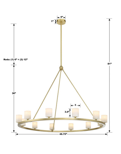 ##Antique Hardware## Aragon 12 Light Soft Brass Chandelier