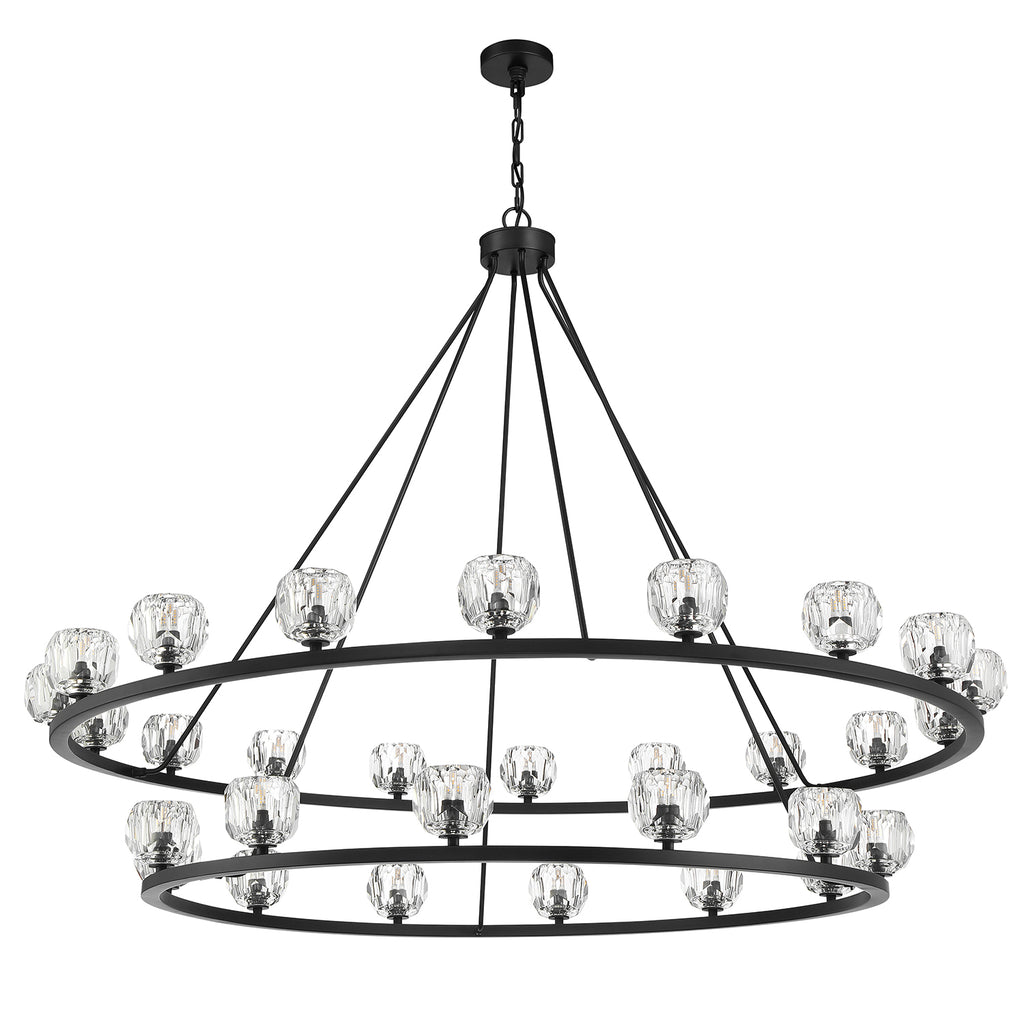 ##Antique Hardware## Aragon 30 Light Matte Black Chandelier