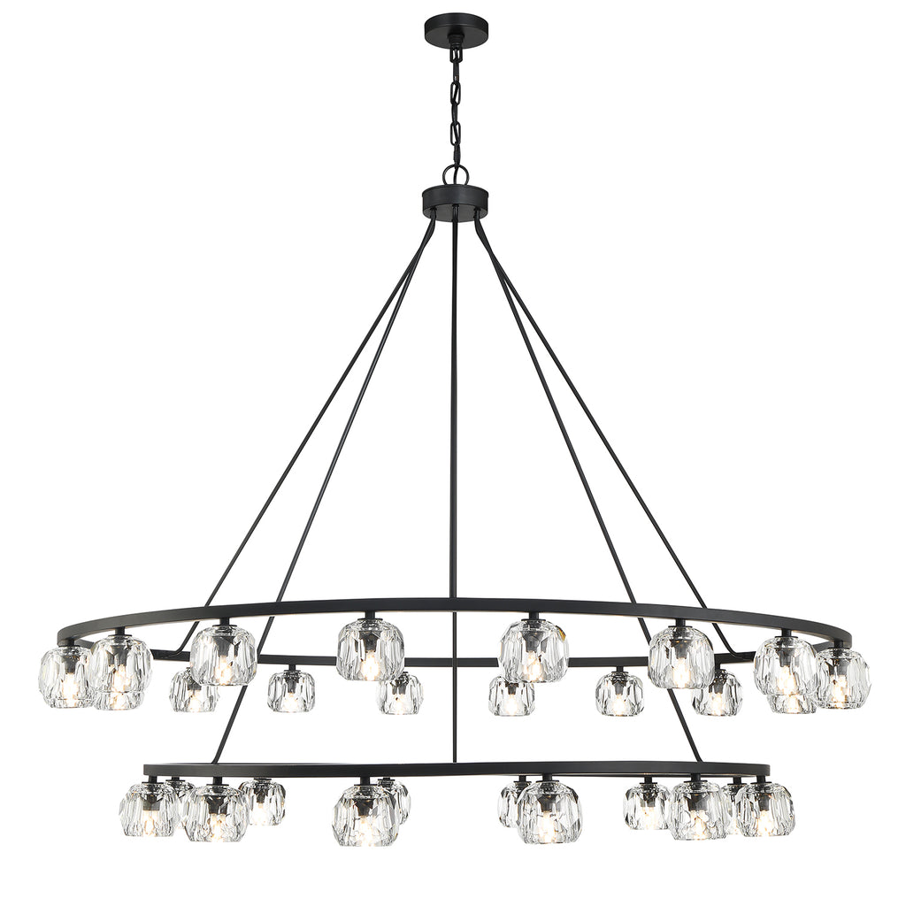 ##Antique Hardware## Aragon 30 Light Matte Black Chandelier