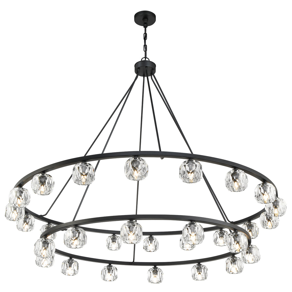 ##Antique Hardware## Aragon 30 Light Matte Black Chandelier