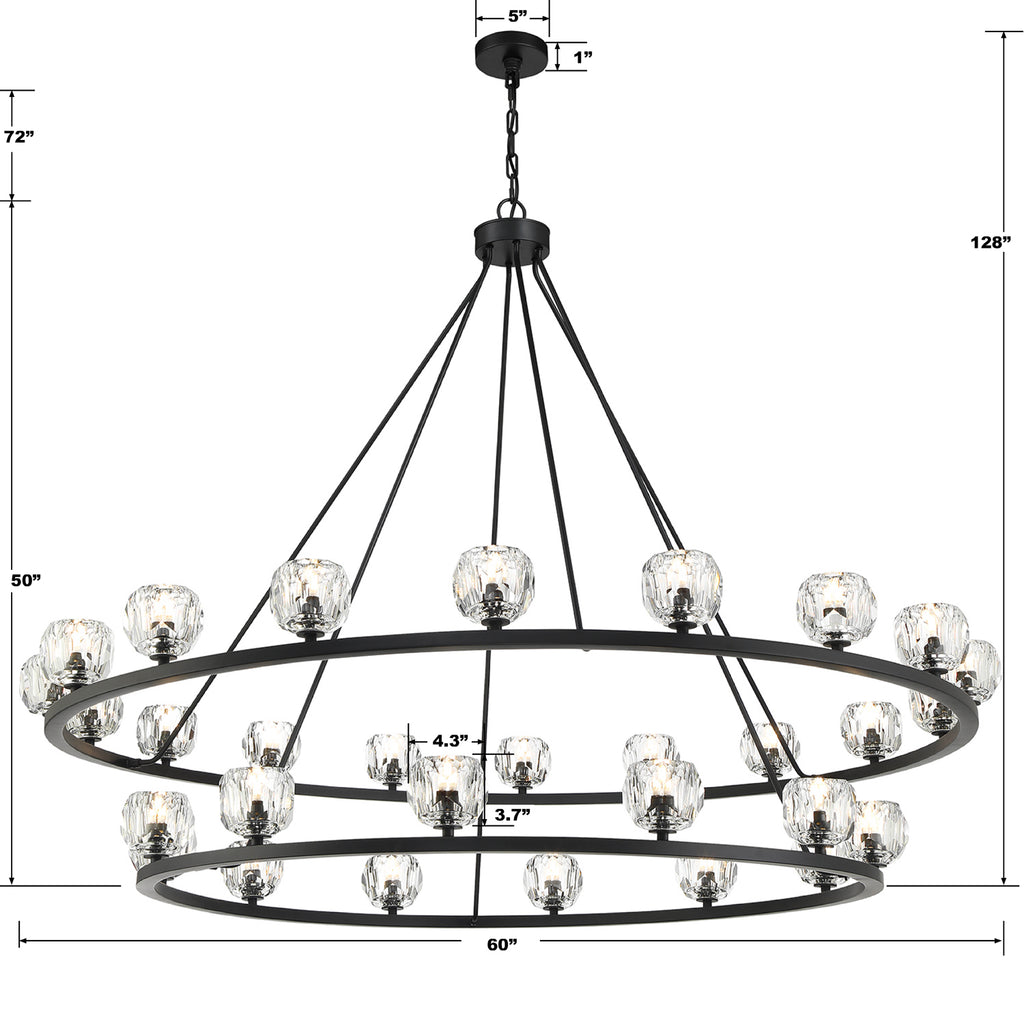 ##Antique Hardware## Aragon 30 Light Matte Black Chandelier