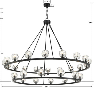 ##Antique Hardware## Aragon 30 Light Matte Black Chandelier