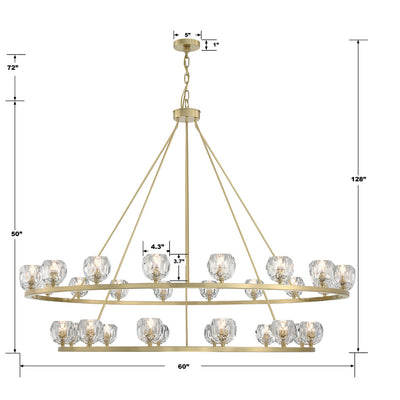 ##Antique Hardware## Aragon 30 Light Soft Brass Chandelier