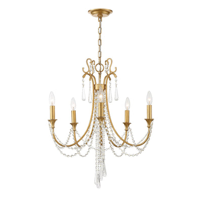 ##Antique Hardware## Arcadia 5 Light Antique Gold Chandelier