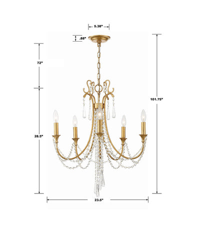 ##Antique Hardware## Arcadia 5 Light Antique Gold Chandelier