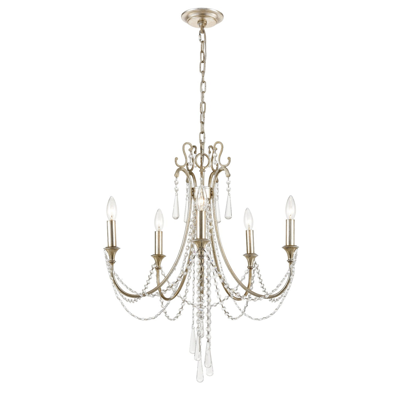 ##Antique Hardware## Arcadia 5 Light Antique Silver Chandelier