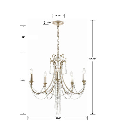 ##Antique Hardware## Arcadia 5 Light Antique Silver Chandelier