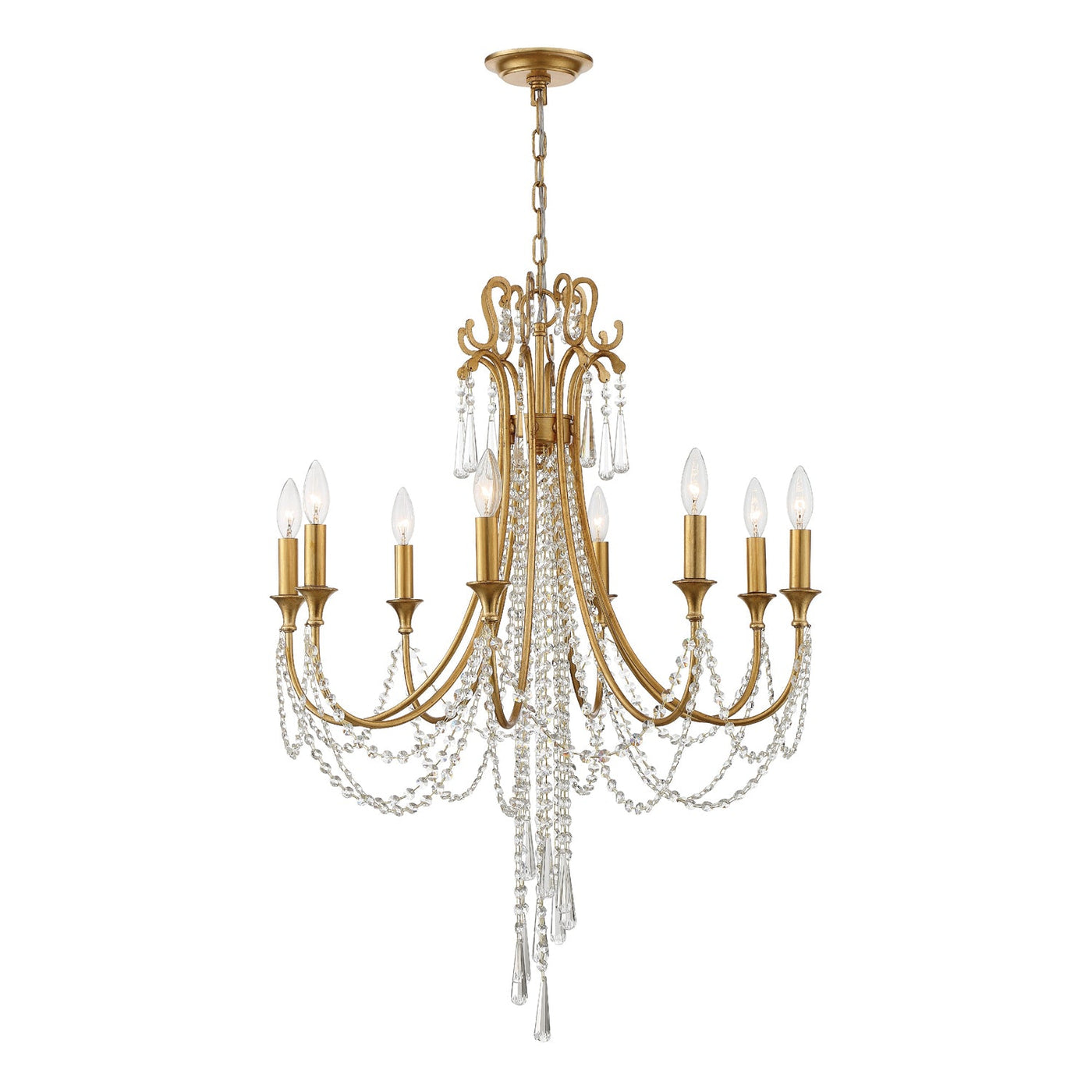 ##Antique Hardware## Arcadia 8 Light Antique Gold Chandelier