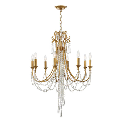 ##Antique Hardware## Arcadia 8 Light Antique Gold Chandelier