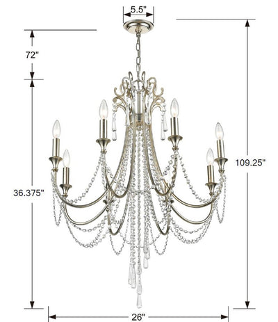 ##Antique Hardware## Arcadia 8 Light Antique Silver Chandelier